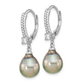Tahitian Pearl and CZ Dangle Earrings by Fine Color Jewels