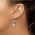 Tahitian Pearl and CZ Dangle Earrings by Fine Color Jewels