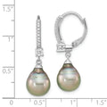 Tahitian Pearl and CZ Dangle Earrings by Fine Color Jewels