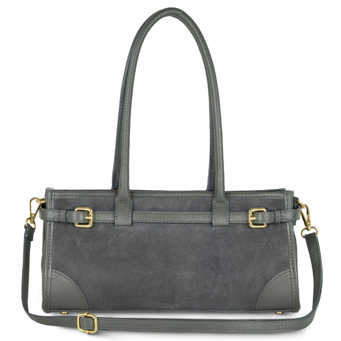 Italian Genuine Suede & Full-Grain Leather Shoulder Bag | Lodi by TAKEASY