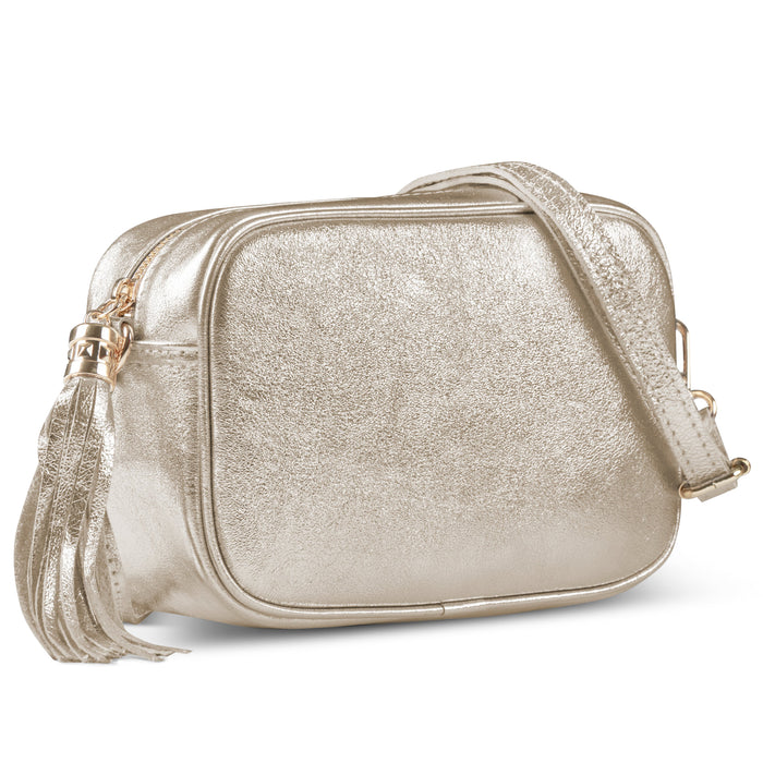 Italian Genuine Metallic Suede Crossbody Bag | Gubbio by TAKEASY