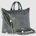Italian Genuine Basketweave-Embossed Metallic Suede Top-Handle Bag | Treviso by TAKEASY