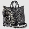 Italian Genuine Leopard-Print Metallic Suede Top-Handle Bag | Rimini by TAKEASY