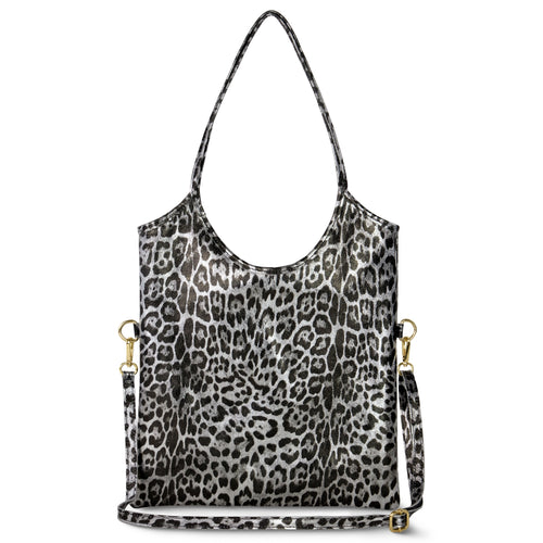 Italian Genuine Leopard-Print Metallic Suede Tote Bag | Catania by TAKEASY