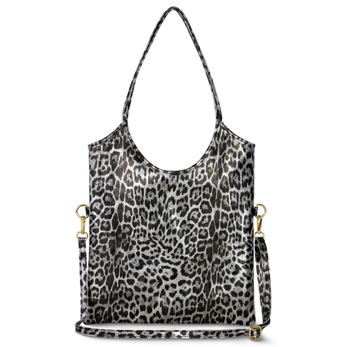 Italian Genuine Leopard-Print Metallic Suede Tote Bag | Catania by TAKEASY
