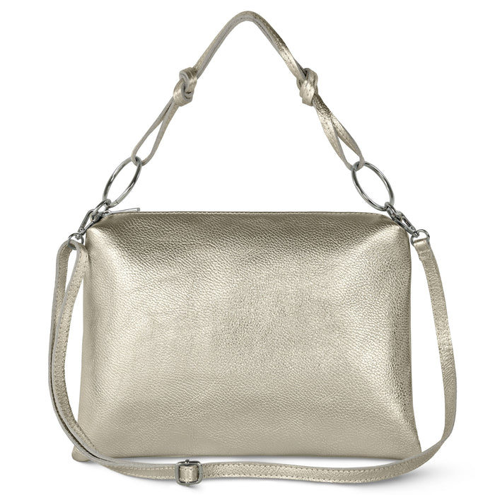 Italian Metallic Full-Grain Leather Shoulder Bag | Prato by TAKEASY