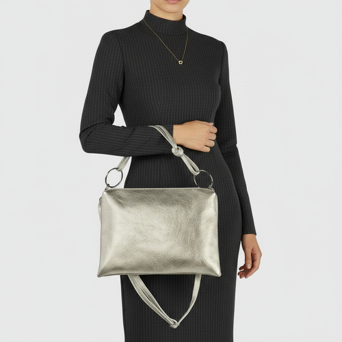 Italian Metallic Full-Grain Leather Shoulder Bag | Prato by TAKEASY