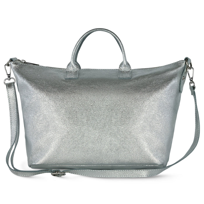 Italian Genuine Metallic Suede Top-Handle Bag | Padova by TAKEASY