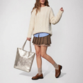Italian Genuine Metallic Suede Tote Bag | Pisa by TAKEASY