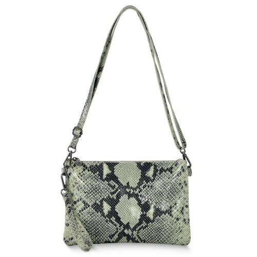 Italian Genuine Python-Print Suede Crossbody Bag | Lecce by TAKEASY