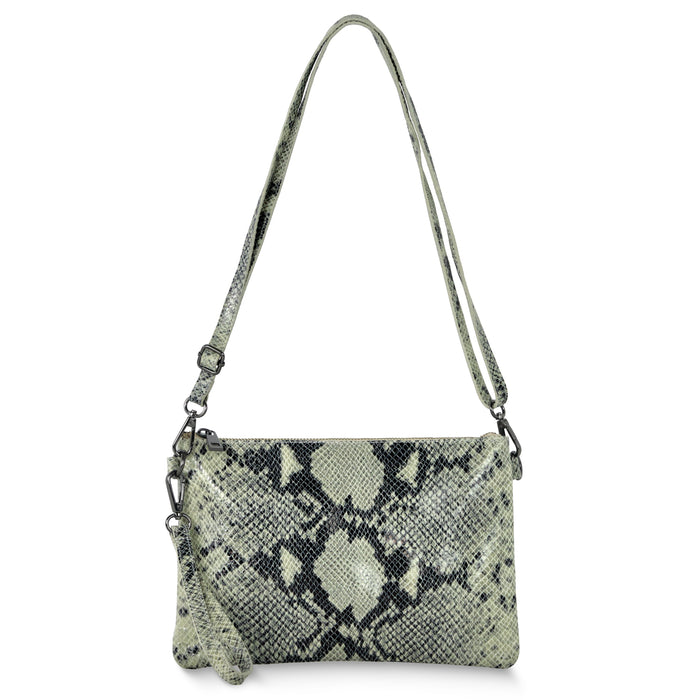 Italian Genuine Python-Print Suede Crossbody Bag | Lecce by TAKEASY