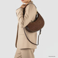 Italian Genuine Suede & Full-Grain Leather Shoulder Bag | Arezzo by TAKEASY