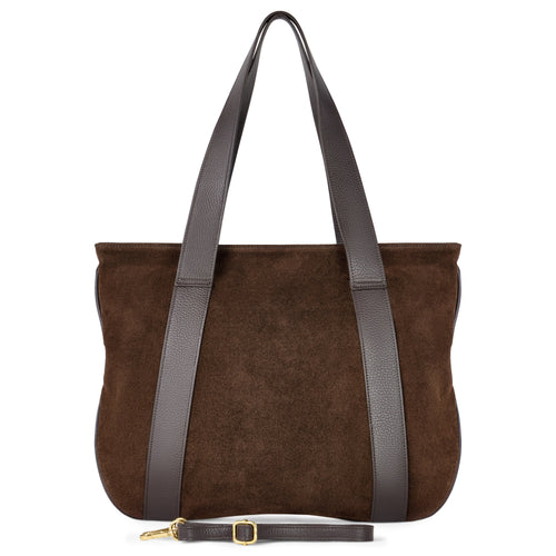 Italian Genuine Suede & Full-Grain Leather Tote Bag | Varese by TAKEASY