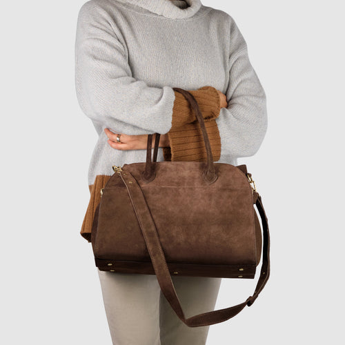 Italian Genuine Suede Top-Handle Bag | Cuneo by TAKEASY