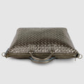Italian Genuine Woven-Embossed Metallic Suede Top-Handle Bag | Urbino by TAKEASY