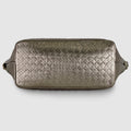 Italian Genuine Woven-Embossed Metallic Suede Top-Handle Bag | Urbino by TAKEASY