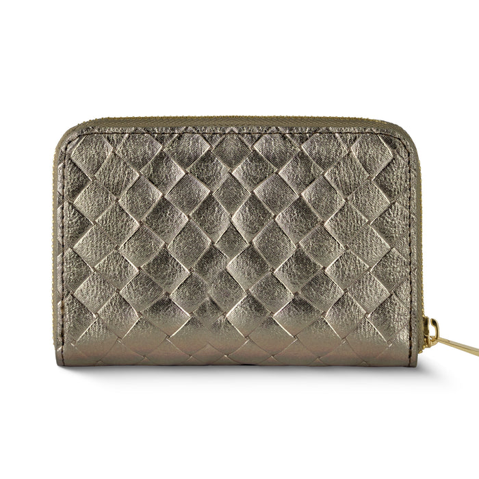 Italian Genuine Woven-Embossed Metallic Suede Wallet | Pesaro by TAKEASY