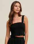 Crinkle Knit Tank - Black by Boutique 23