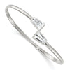 Tapered Baguette White Cubic Zirconia Bezel Sterling Silver Open Bypass Slip-On Bangle Bracelet