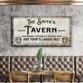 Tavern Where Yesterday's Stories and Today's Laughs Meet Sign by Tailored Canvases