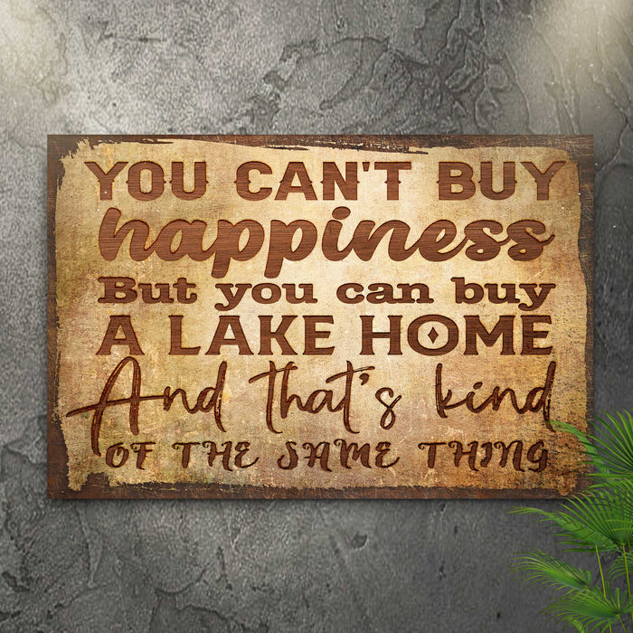 You Can't Buy Happiness But You Can Buy A Lake Home Sign by Tailored Canvases