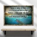 Teach A Man How To Fish And He'll Sit In A Boat And Drink Beer All Day Sign by Tailored Canvases