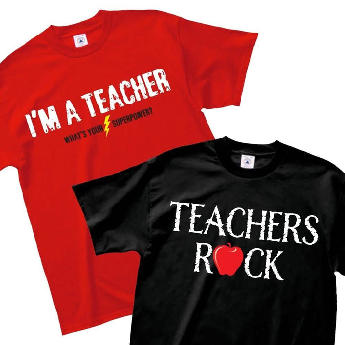 Teachers Rock or Teacher Superpower T-Shirt by DailySale