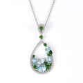 Teardrop Multi-Color Gemstone Pendant Necklace by Fine Color Jewels
