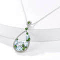 Teardrop Multi-Color Gemstone Pendant Necklace by Fine Color Jewels