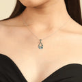 Teardrop Multi-Color Gemstone Pendant Necklace by Fine Color Jewels