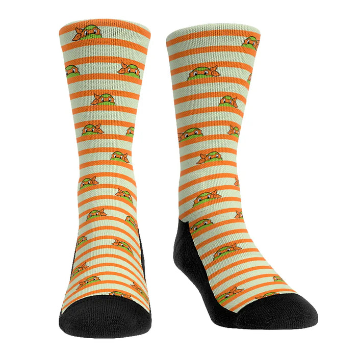 Teenage Mutant Ninja Turtles - Michaelangelo - Peek-A-Boo Stripes by Rock 'Em Socks