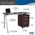 Tempered Glass Top Computer Desk with Storage by DailySale