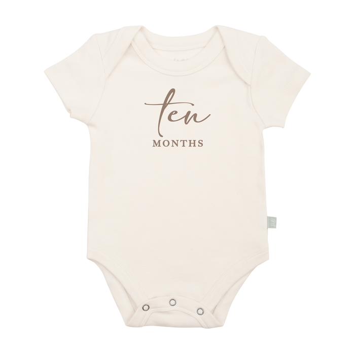 graphic bodysuit | ten months milestone taupe by Finn + Emma