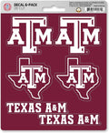 Texas A&M University Aggies 6-Piece Decal Sticker Set, 5x6 Inch Sheet, Gift for football fans for any hard surfaces around home, automotive, personal items by Fielders Choice