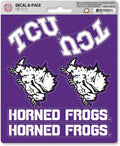 Texas Christian University TCU Horned Frogs 6-Piece Decal Sticker Set, 5x6 Inch Sheet, Gift for football fans for any hard surfaces around home, automotive, personal items by Fielders Choice