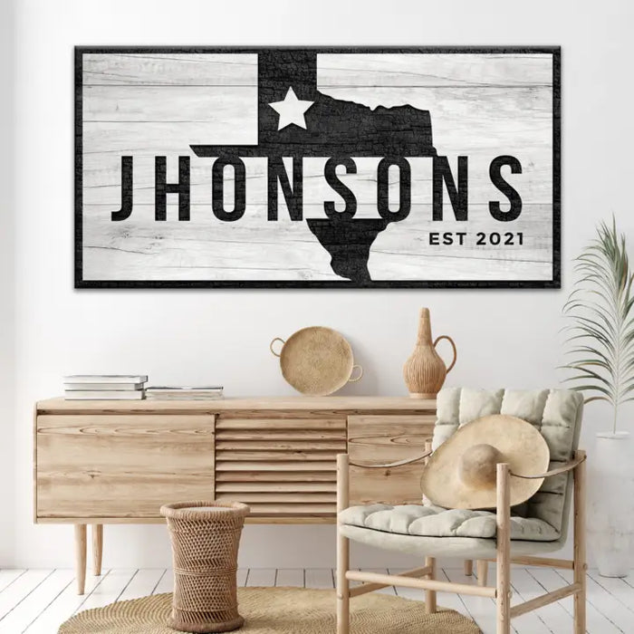 Texas Family Name Sign by Tailored Canvases