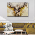 Texas Longhorn Watercolor Like Canvas Wall Art by Tailored Canvases