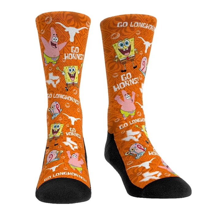 Texas Longhorns - SpongeBob SquarePants Characters All-Over by Rock 'Em Socks