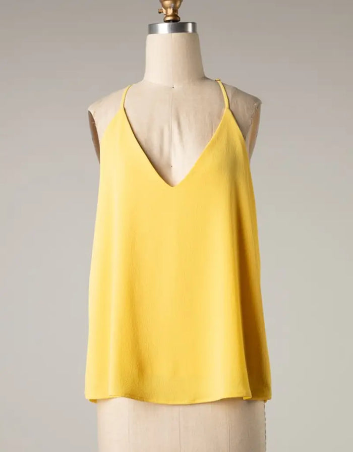 Textured Solid Cami Top - Sunny Yellow by Boutique 23