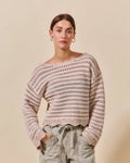 Textured Stripe Sweater W/ Scallop by Boutique 23