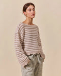 Textured Stripe Sweater W/ Scallop by Boutique 23