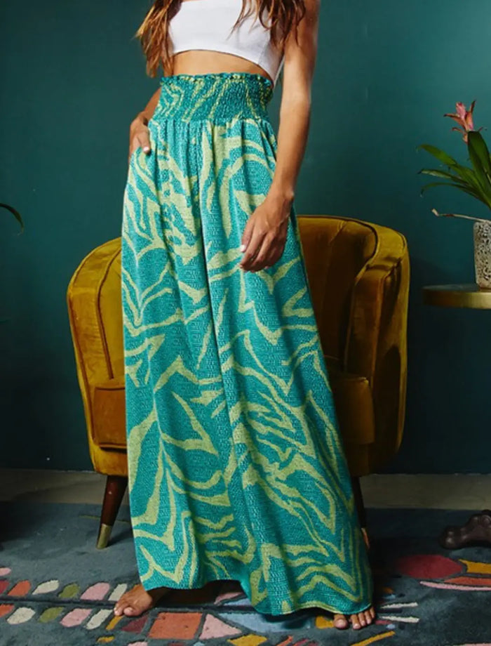 The Alma Multi Print Wide Leg Maxi Pants by Fasheabe