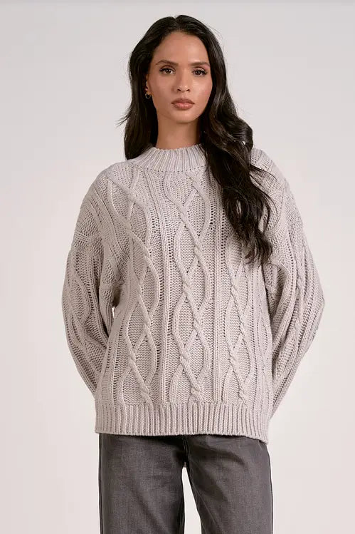 The Classic Cable Sweater: Light Grey by Boutique 23