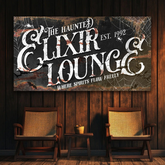 The Haunted Elixir Lounge Halloween Sign III by Tailored Canvases