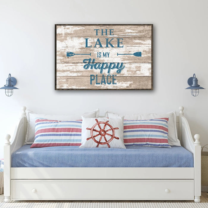 The Lake Is My Happy Place Sign III by Tailored Canvases