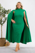 The Stella Cape Plus Size Midi Dress - Green by Fasheabe