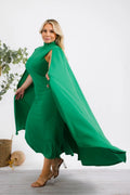 The Stella Cape Plus Size Midi Dress - Green by Fasheabe