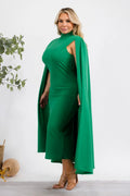 The Stella Cape Plus Size Midi Dress - Green by Fasheabe