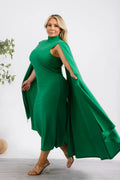 The Stella Cape Plus Size Midi Dress - Green by Fasheabe