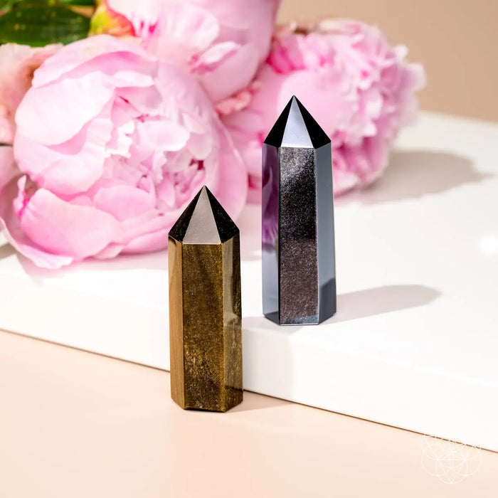 The Upper Hand – Gold & Silver Sheen Obsidian Points by Conscious Items